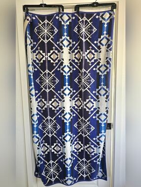 Large PENDLETON 100% Cotton Terry Blue Cream Beach Towl Bath Sheet 64"x39"